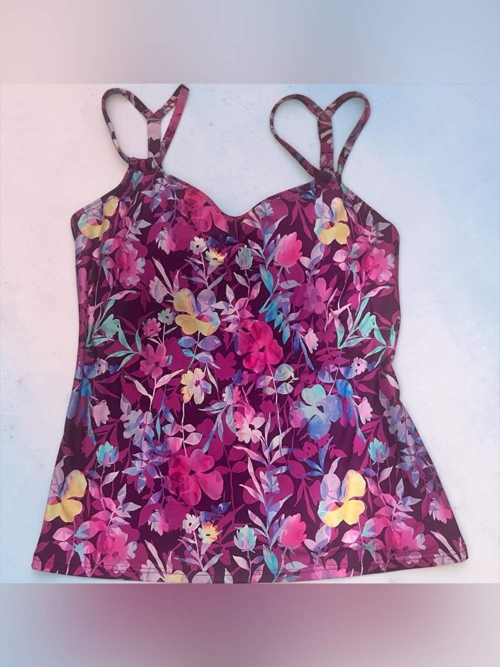 SUNSETS SEPARATES 32DD FLORAL TANKINI ADJUSTABLE STRAPS & BRA STRAP